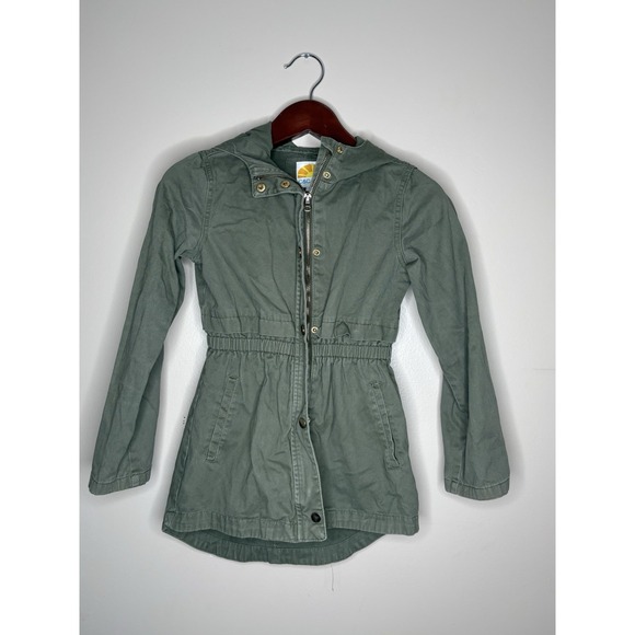 C&C California Girls Utility‎ Jacket Size 10 - Olive Green Hooded Military Style - Picture 1 of 3